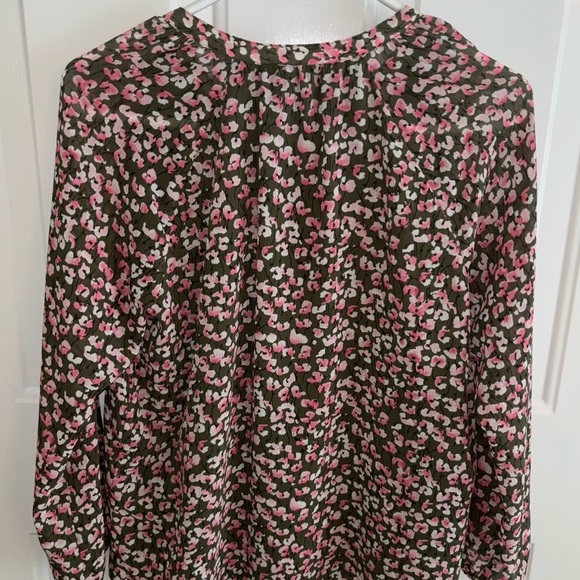 J.Crew XS Pink Green Floral Blouse Long Sleeve Lightweight Top - Picture 4 of 4